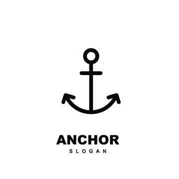 Modern Line anchor logo icon design vector illustration