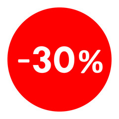 Sale - minus 30 percent - red tag isolated - vector