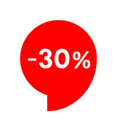 Sale - minus 30 percent - red tag isolated - vector