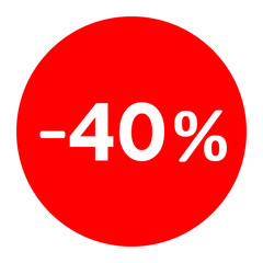 Sale - minus 40 percent - red tag isolated - vector