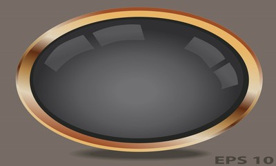 Black Glossy Button and Icon Template with Gold Frame