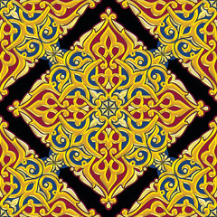 Arabesque floral design in golden effect with matching harmonic colors