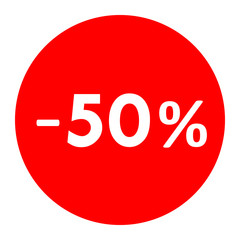 Sale - minus 50 percent - red tag isolated - vector