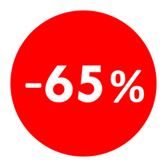 Sale - minus 65 percent - red tag isolated - vector