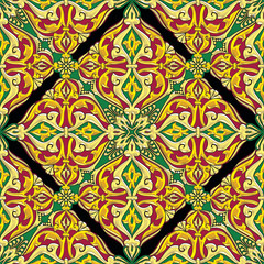 Arabesque floral design in golden effect with matching harmonic colors