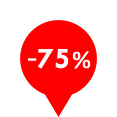 Sale - minus 75 percent - red tag isolated - vector