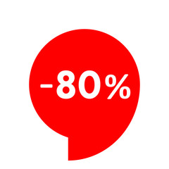 Sale - minus 80 percent - red tag isolated - vector