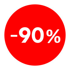 Sale - minus 90 percent - red tag isolated - vector