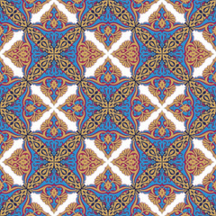 Arabesque design in golden effect and matching harmonic colors