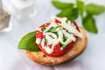 Tomato, Mozzarella, & Basil On Toast