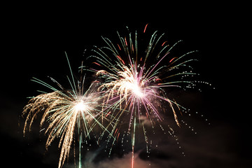 Firework lights in the dark sky