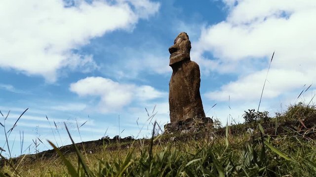 Ahu Huri a Urenga Moai (a Four Hands Moai) in Easter Island, Chile, at the southeasternmost point of the Polynesian Triangle in Oceania. 