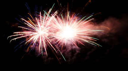 Firework lights in the dark sky