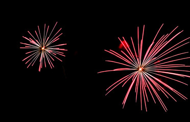 Firework lights in the dark sky
