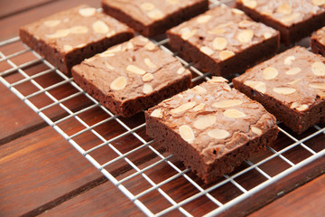 Homemade almond fudge dark chocolate brownie