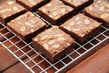 Homemade almond fudge dark chocolate brownie