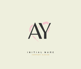 A Y AY Beauty vector initial logo, handwriting logo of initial signature, wedding, fashion, jewerly, boutique, floral and botanical with creative template for any company or business.