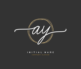 A Y AY Beauty vector initial logo, handwriting logo of initial signature, wedding, fashion, jewerly, boutique, floral and botanical with creative template for any company or business.