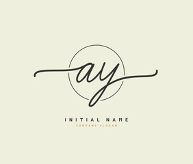 A Y AY Beauty vector initial logo, handwriting logo of initial signature, wedding, fashion, jewerly, boutique, floral and botanical with creative template for any company or business.
