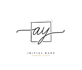 A Y AY Beauty vector initial logo, handwriting logo of initial signature, wedding, fashion, jewerly, boutique, floral and botanical with creative template for any company or business.