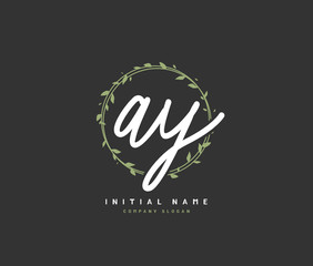 A Y AY Beauty vector initial logo, handwriting logo of initial signature, wedding, fashion, jewerly, boutique, floral and botanical with creative template for any company or business.