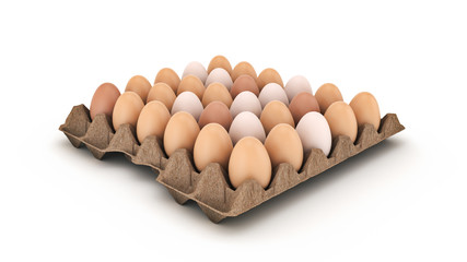 Eggs in box. 3d rendering
