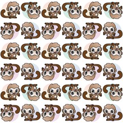 The Amazing of Cute Monkey With Smile Illustration, Cartoon Funny Character in the Colorful Background, Pattern Wallpaper