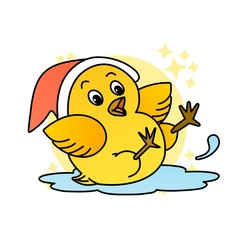 Illustration of Duckling Falls Cartoon, Cute Cartoon Funny Character with, Flat Design