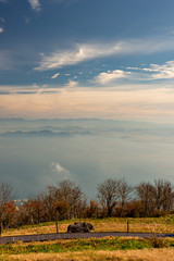 View of lake Biwa from the top of Mount Uchimi in Otsu city, Shiga prefecture, Japan