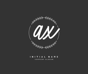 A X AX Beauty vector initial logo, handwriting logo of initial signature, wedding, fashion, jewerly, boutique, floral and botanical with creative template for any company or business.