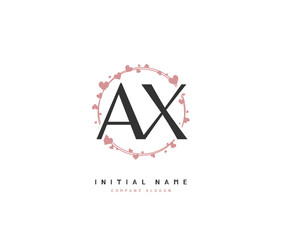 A X AX Beauty vector initial logo, handwriting logo of initial signature, wedding, fashion, jewerly, boutique, floral and botanical with creative template for any company or business.