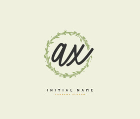 A X AX Beauty vector initial logo, handwriting logo of initial signature, wedding, fashion, jewerly, boutique, floral and botanical with creative template for any company or business.