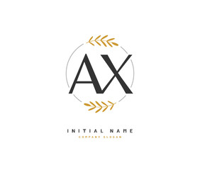 A X AX Beauty vector initial logo, handwriting logo of initial signature, wedding, fashion, jewerly, boutique, floral and botanical with creative template for any company or business.