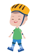 cute little boy with skates character