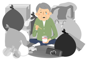 ゴミと高齢者　シニア男性