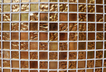 Golden glass mosaic tile exterior texture background