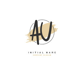 A U AU Beauty vector initial logo, handwriting logo of initial signature, wedding, fashion, jewerly, boutique, floral and botanical with creative template for any company or business.