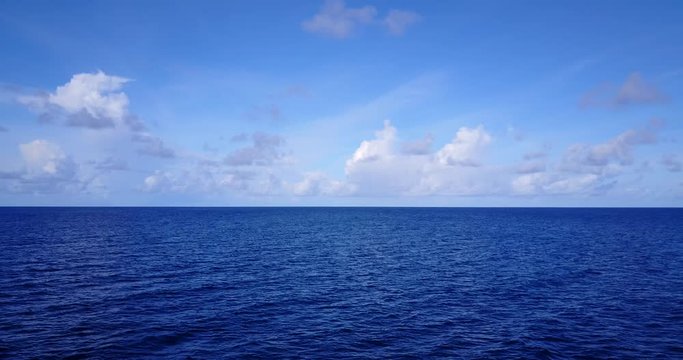 Video Footage of the Perfect Vast Blue Ocean with Cloudly Sky  in Jamaica - Wide Shot