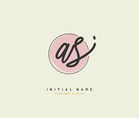 A S AS Beauty vector initial logo, handwriting logo of initial signature, wedding, fashion, jewerly, boutique, floral and botanical with creative template for any company or business.