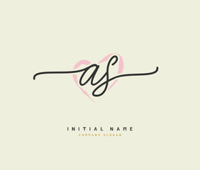 A S AS Beauty vector initial logo, handwriting logo of initial signature, wedding, fashion, jewerly, boutique, floral and botanical with creative template for any company or business.