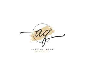 A Q AQ Beauty vector initial logo, handwriting logo of initial signature, wedding, fashion, jewerly, boutique, floral and botanical with creative template for any company or business.