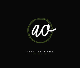 A O AO Beauty vector initial logo, handwriting logo of initial signature, wedding, fashion, jewerly, boutique, floral and botanical with creative template for any company or business.