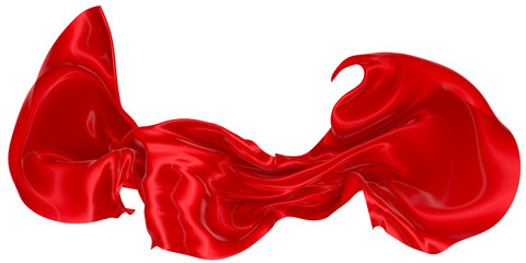 Abstract background of red wavy silk or satin. 3d rendering image.