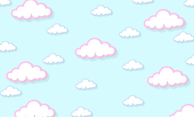 Festival pattern Abstract kawaii Clouds cartoon on blue sky, background. Concept for children and kindergartens or presentation