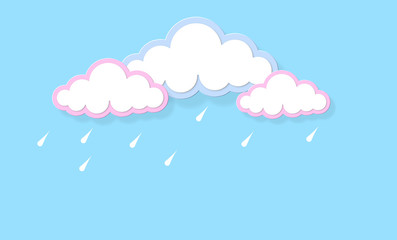 Abstract kawaii Clouds cartoon on blue sky, background. Concept for children and kindergartens or presentation