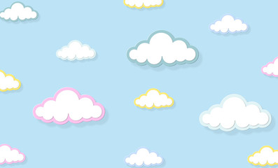 Festival pattern Abstract kawaii Clouds cartoon on blue sky, background. Concept for children and kindergartens or presentation