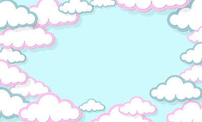 Festival pattern Abstract kawaii Clouds cartoon on blue sky, background. Concept for children and kindergartens or presentation