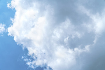 White cloud and blue sky background with copy space