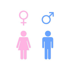 female and male gender symbol icons isolated white background