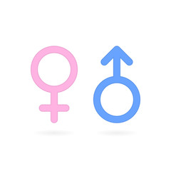 female and male gender symbol icons isolated white background